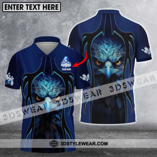 Unisex Shirt - Custom Name Shirt - Bowling Blue Eagle style option 1