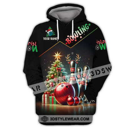Unisex Shirt Custom Name Bowling Christmas Love Gift Hoodie / S T-Shirt