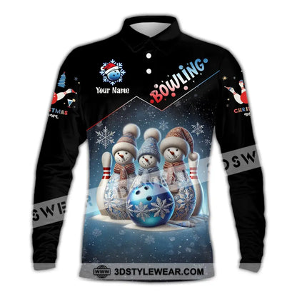 Unisex Shirt Custom Name Bowling Christmas Love Gift Long Sleeve Polo / S T-Shirt
