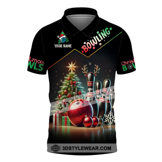 Unisex Shirt, Custom Name Bowling Christmas Shirt, Bowling Love Shirt, Christmas Gift style option 4