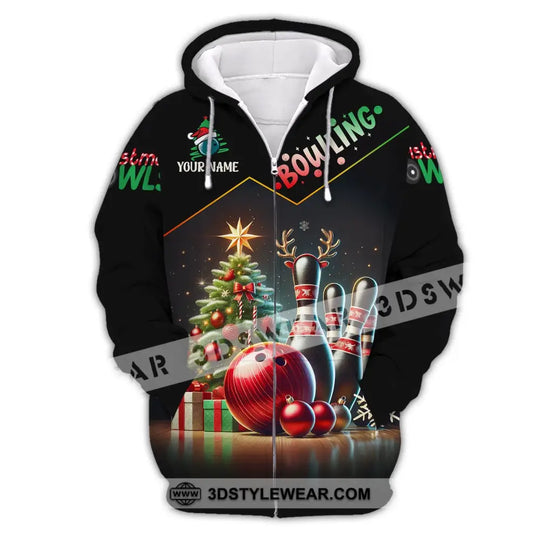 Unisex Shirt, Custom Name Bowling Christmas Shirt, Bowling Love Shirt, Christmas Gift style option 3