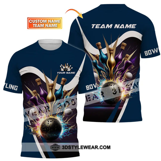 Unisex Shirt - Custom Name Bowling Dark Color Pins Shirt style option 1
