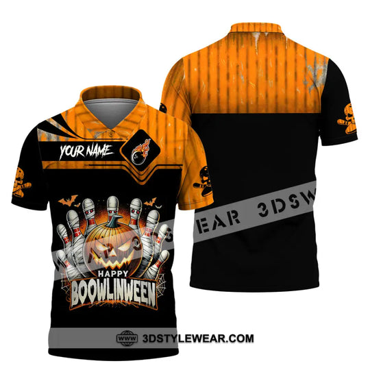 Unisex Shirt, Custom Name Bowling Halloween Shirt, Halloween Polo Long Sleeve Shirt, Halloween Gift style option 4
