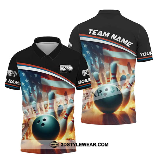 Unisex Shirt, Custom Name Bowling Shirt, Bowling Love Polo Shirt Long Sleeve style option 4
