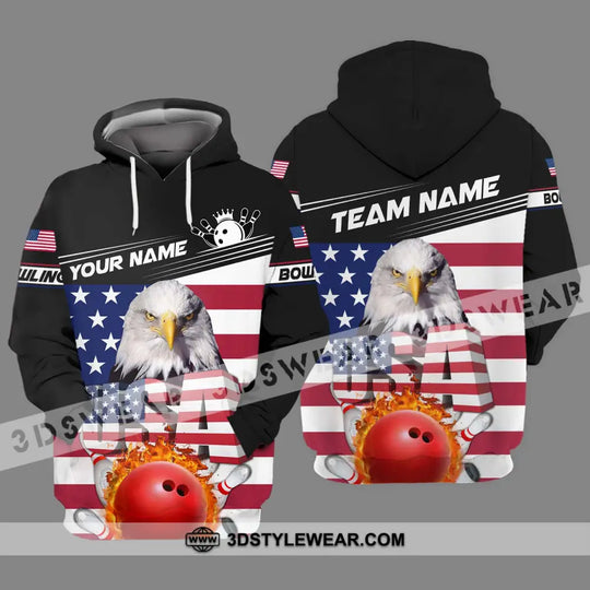 Unisex Shirt - Custom Name Bowling Lover Shirt, America Flag Bowling style option 3