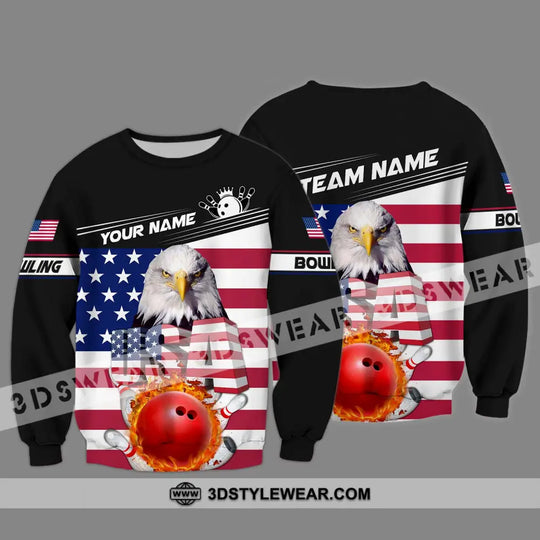 Unisex Shirt - Custom Name Bowling Lover Shirt, America Flag Bowling style option 4