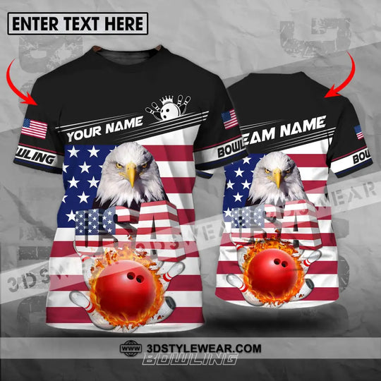 Unisex Shirt - Custom Name Bowling Lover Shirt, America Flag Bowling style option 1