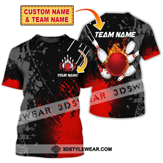Unisex Shirt, Custom Name Bowling Polo Shirt, Bowling Fire T-Shirt, Bowling Hoodie Long Sleeve Shirt style option 1