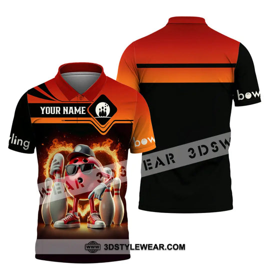 Unisex Shirt, Custom Name Bowling Shirt, Bowling Polo Long Sleeve Shirt style option 4