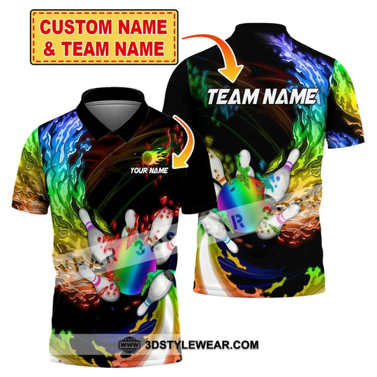 Unisex Shirt, Custom Name Bowling Polo Shirt, Bowling T-Shirt, Bowling Hoodie Long Sleeve Shirt style option 1