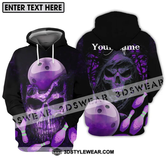 Unisex Shirt - Custom Name Bowling Purple Skull Shirt style option 3