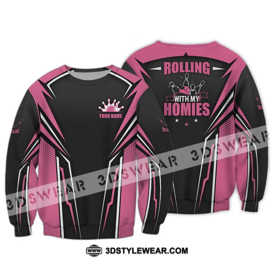 Unisex Shirt - Custom Name Shirt - Bowling Rolling With My Homies style option 4