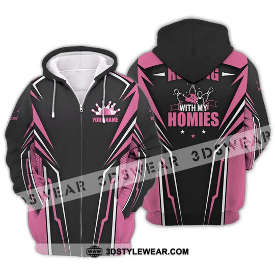 Unisex Shirt - Custom Name Shirt - Bowling Rolling With My Homies style option 2