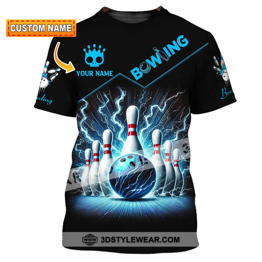Unisex Shirt, Custom Name Bowling T-Shirt, Bowling Hoodie Long Sleeve Shirt, Bowling Team T-Shirt style option 1