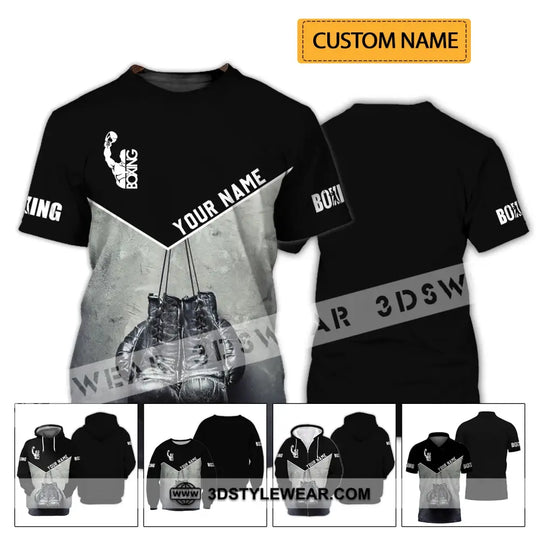 Unisex Shirt - Custom Name Shirt - Boxing Black And White Shirt style option 2