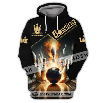 Unisex Shirt - Custom Name Boxing Fire Bowling Ball For Lover Hoodie / S T-Shirt