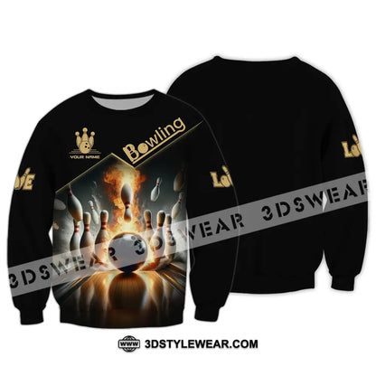 Unisex Shirt - Custom Name Boxing Fire Bowling Ball For Lover Long Sleeve / S T-Shirt