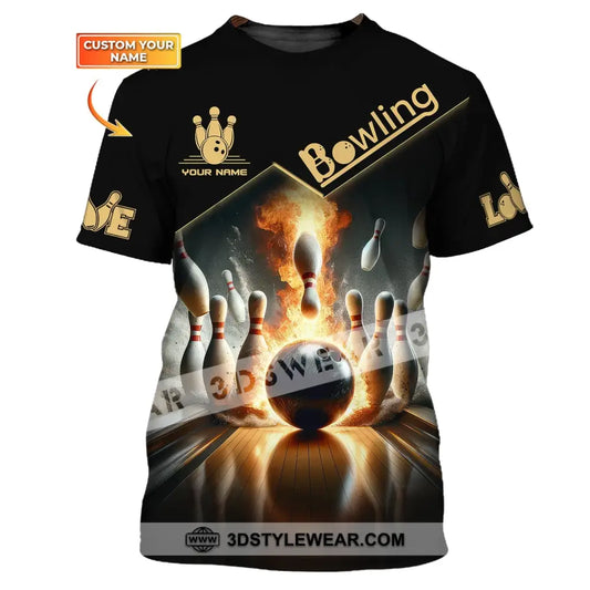 Unisex Shirt - Custom Name Boxing Fire Bowling Ball For Lover T-Shirt