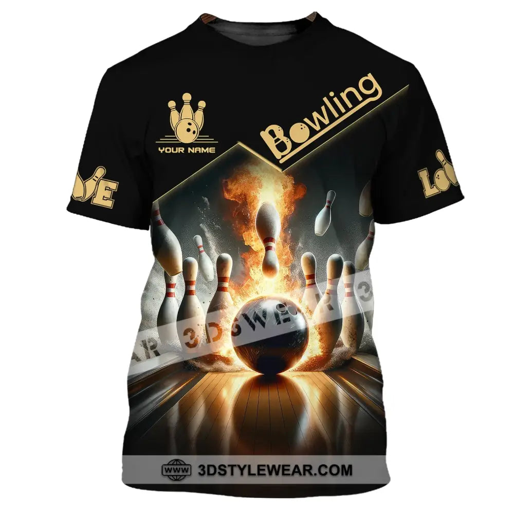 Unisex Shirt - Custom Name Boxing Fire Bowling Ball For Lover T-Shirt / S T-Shirt