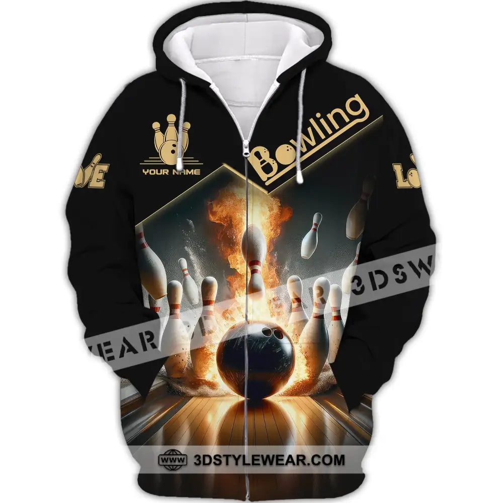 Unisex Shirt - Custom Name Boxing Fire Bowling Ball For Lover Zipper Hoodie / S T-Shirt