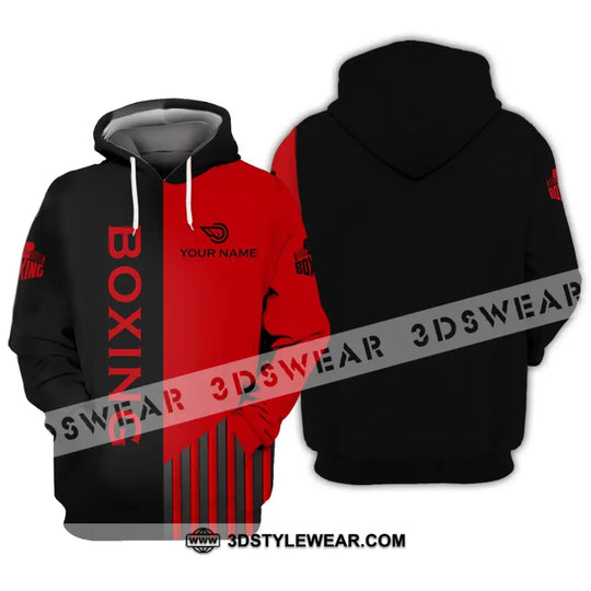 Unisex Shirt - Custom Name Boxing Shirt - Gift For Boxing Player, Black And Red Boxing 3D Shirt style option 3