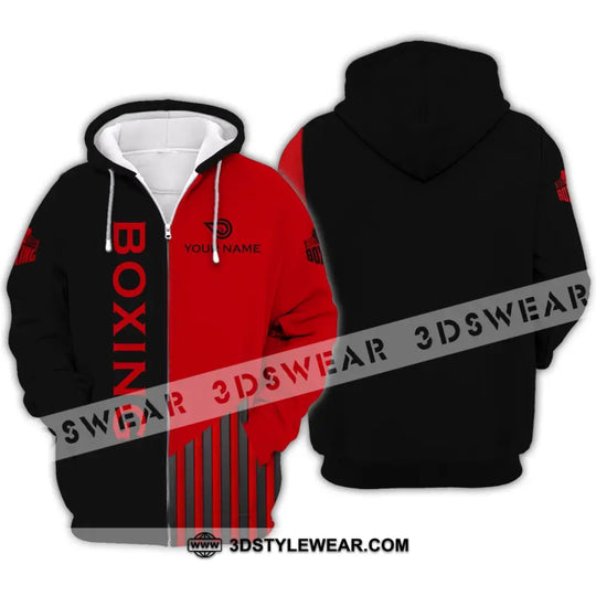 Unisex Shirt - Custom Name Boxing Shirt - Gift For Boxing Player, Black And Red Boxing 3D Shirt style option 4