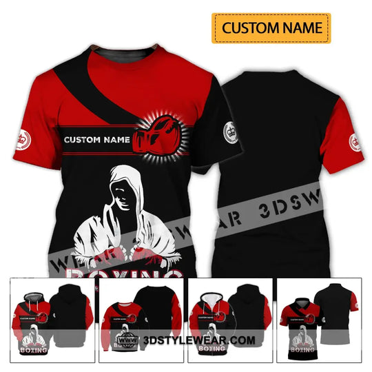 Unisex Shirt - Custom Name Boxing Shirt - Gift For Boxing Player, Black And Red Boxing Shirt style option 2