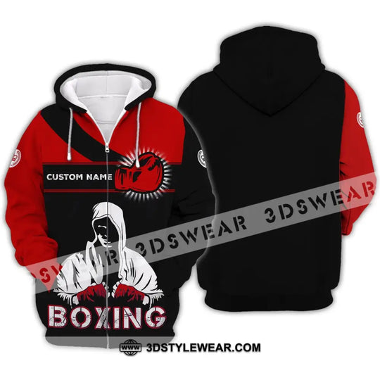 Unisex Shirt - Custom Name Boxing Shirt - Gift For Boxing Player, Black And Red Boxing Shirt style option 4