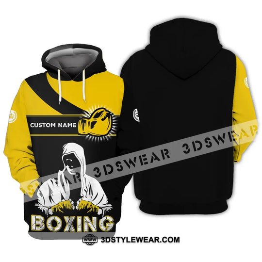 Unisex Shirt - Custom Name Boxing Shirt - Gift For Boxing Player, Black And Yellow Boxing Shirt style option 3