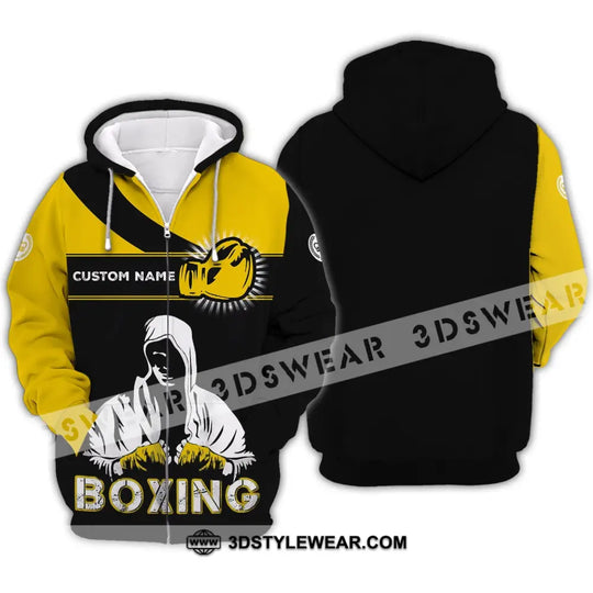 Unisex Shirt - Custom Name Boxing Shirt - Gift For Boxing Player, Black And Yellow Boxing Shirt style option 4