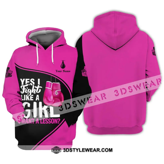 Unisex Shirt - Custom Name Boxing Shirt - Gift For Boxing Player, I Fight Like A Girl Want A Lesson style option 3