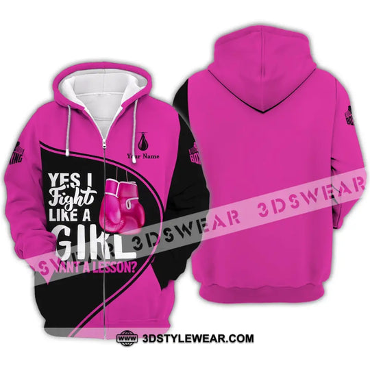 Unisex Shirt - Custom Name Boxing Shirt - Gift For Boxing Player, I Fight Like A Girl Want A Lesson style option 4