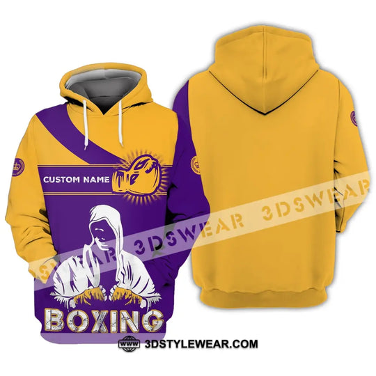 Unisex Shirt - Custom Name Boxing Shirt - Gift For Boxing Player, Purple And Yellow Boxing Shirt style option 3