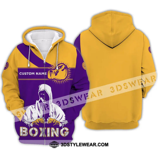 Unisex Shirt - Custom Name Boxing Shirt - Gift For Boxing Player, Purple And Yellow Boxing Shirt style option 4