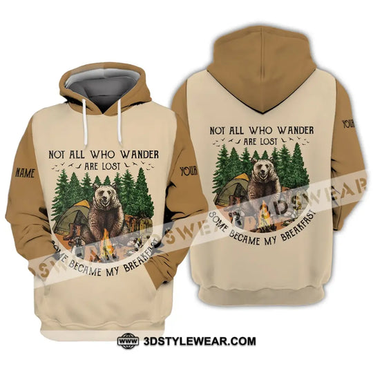 Unisex Shirt - Custom Name Shirt - Camping Bear Not All Who Wander Are Lost Some Became My Breakfast style option 3