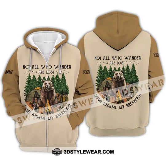 Unisex Shirt - Custom Name Shirt - Camping Bear Not All Who Wander Are Lost Some Became My Breakfast style option 4