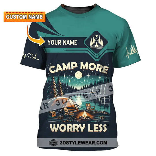 Unisex Shirt, Custom Name Camping Shirt, Camp More Worry Less, Camping Hoodie style option 1