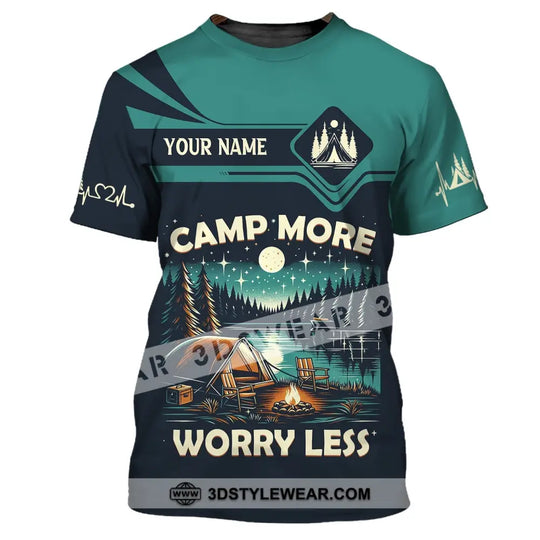 Unisex Shirt, Custom Name Camping Shirt, Camp More Worry Less, Camping Hoodie style option 3