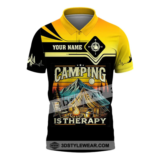 Unisex Shirt, Custom Name Camping Shirt, Camping Is Therapy, Camping Hoodie Polo Shirt style option 4