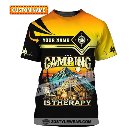 Unisex Shirt, Custom Name Camping Shirt, Camping Is Therapy, Camping Hoodie Polo Shirt style option 1