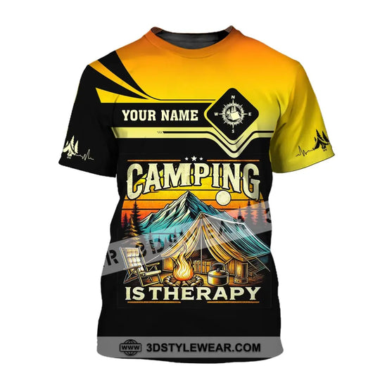 Unisex Shirt, Custom Name Camping Shirt, Camping Is Therapy, Camping Hoodie Polo Shirt style option 2