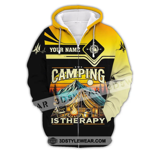 Unisex Shirt, Custom Name Camping Shirt, Camping Is Therapy, Camping Hoodie Polo Shirt style option 3