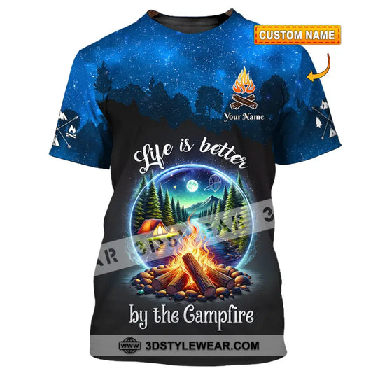 Unisex Shirt, Custom Name Camping Shirt, Camping Polo Long Sleeve, Campfire T-Shirt style option 1