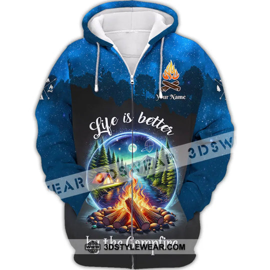 Unisex Shirt, Custom Name Camping Shirt, Camping Polo Long Sleeve, Campfire T-Shirt style option 3