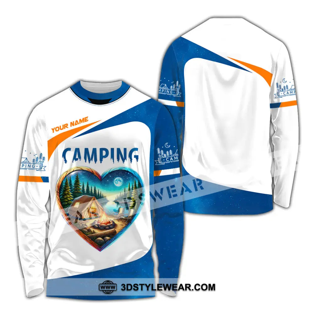 Unisex Shirt Custom Name Camping Polo Long Sleeve Love T-Shirt / S T-Shirt