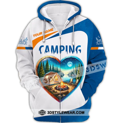Unisex Shirt Custom Name Camping Polo Long Sleeve Love T-Shirt Zipper Hoodie / S T-Shirt