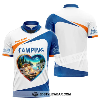 Unisex Shirt Custom Name Camping Polo Long Sleeve Love T-Shirt Zipper / S T-Shirt