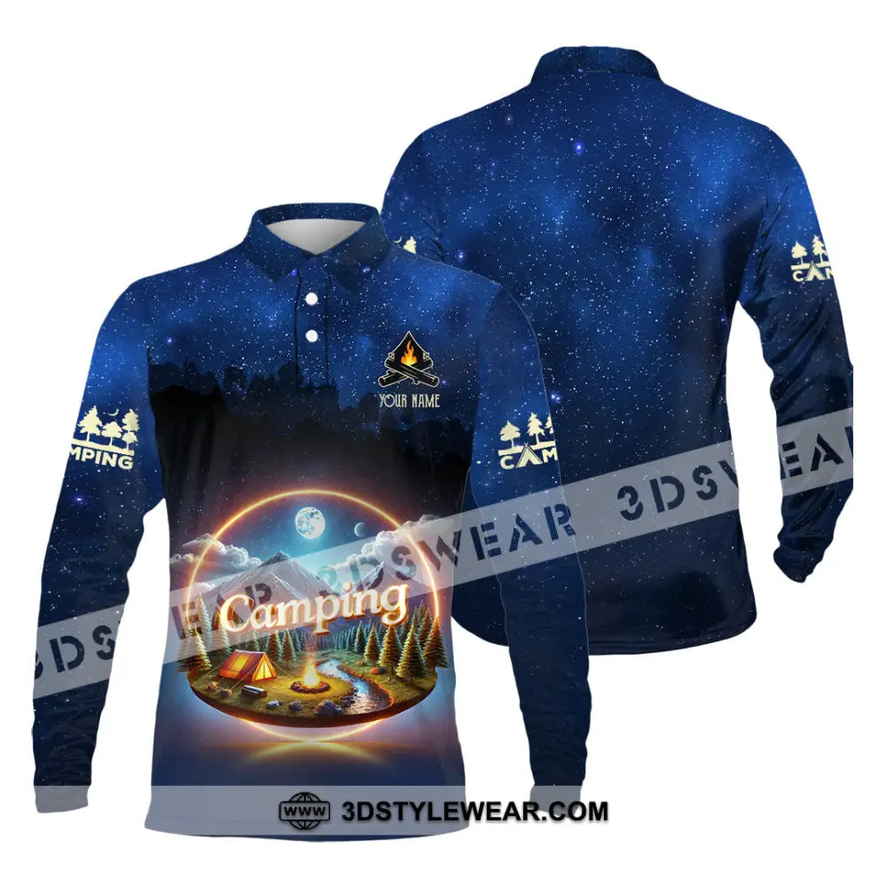 Unisex Shirt Custom Name Camping Shirt Camping Team Uniform Long Sleeve Polo / S T-shirt