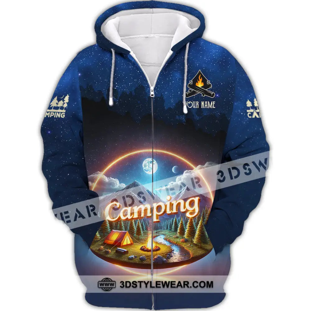 Unisex Shirt Custom Name Camping Shirt Camping Team Uniform Zipper Hoodie / S T-shirt