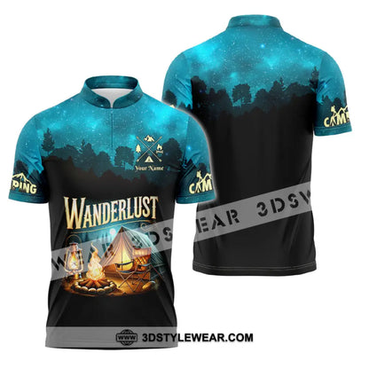 Unisex Shirt Custom Name Camping Wanderlust Polo Long Sleeve Love T-Shirt Zipper / S T-Shirt